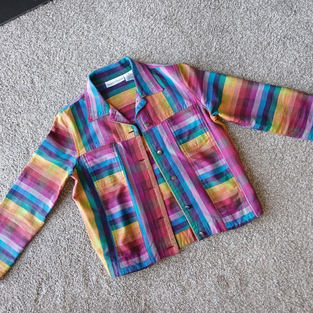 Colorful Striped Jean Jacket